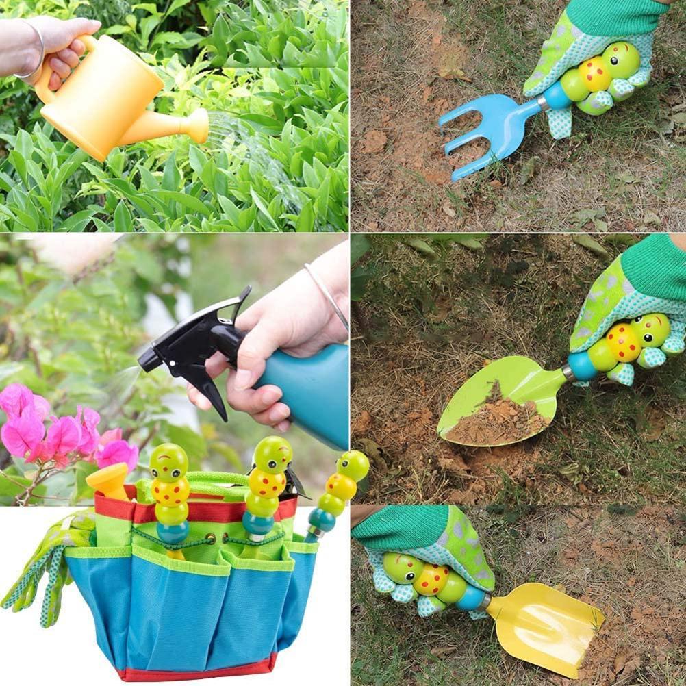 9PC Kids Apron Garden kit & planting Tools Gloves Bag Watering Can Spray Bottle - Image 3