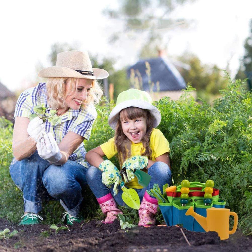 9PC Kids Apron Garden kit & planting Tools Gloves Bag Watering Can Spray Bottle - Image 4