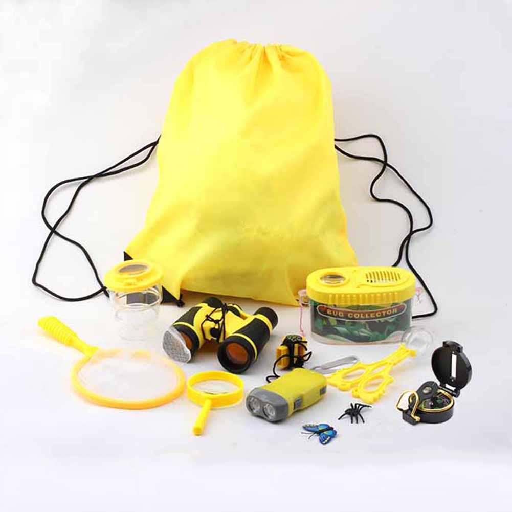 Kids Outdoor Adventure Camping Kit & Bug Catcher Kit With Drawstring Bag Binoculars Butterfly Net - Image 3