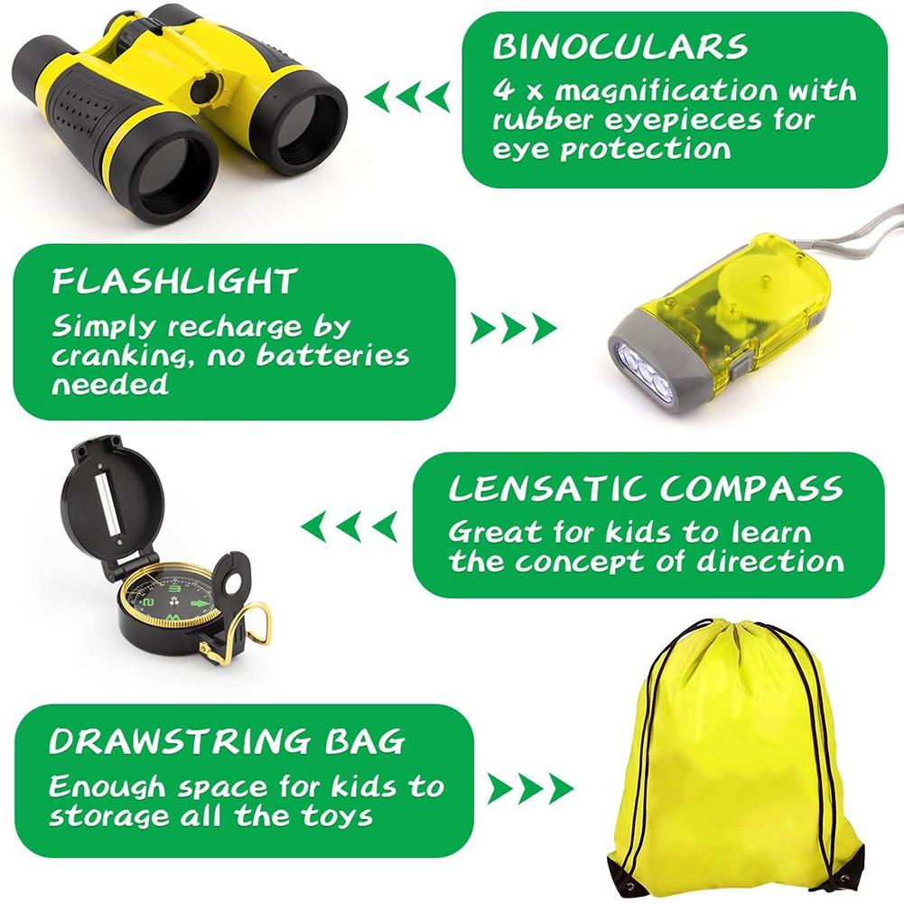 Kids Outdoor Adventure Camping Kit & Bug Catcher Kit With Drawstring Bag Binoculars Butterfly Net - Image 6