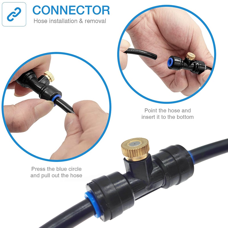 Mist System For Garden Water Sprayer Patio Cooling 26 pcs Nozzles Plus A Brass Adapter Mister Line 59FT - Image 3