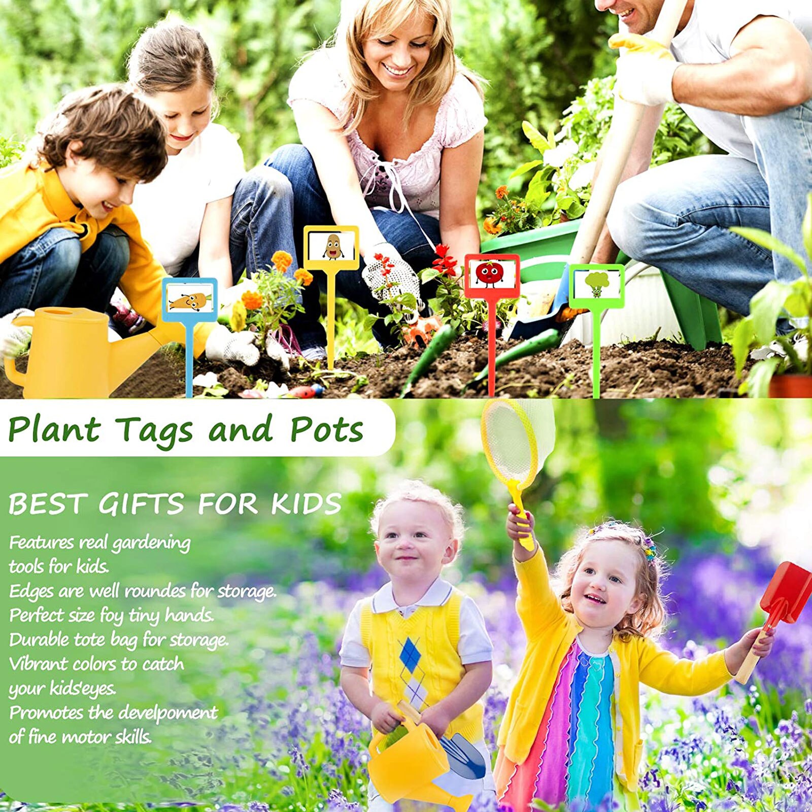 NEW Arrival Kids Gardening Toy with Gloves, Aprons, Hat & Watering Cans Outdoor Tool for Boys Girls - Image 5