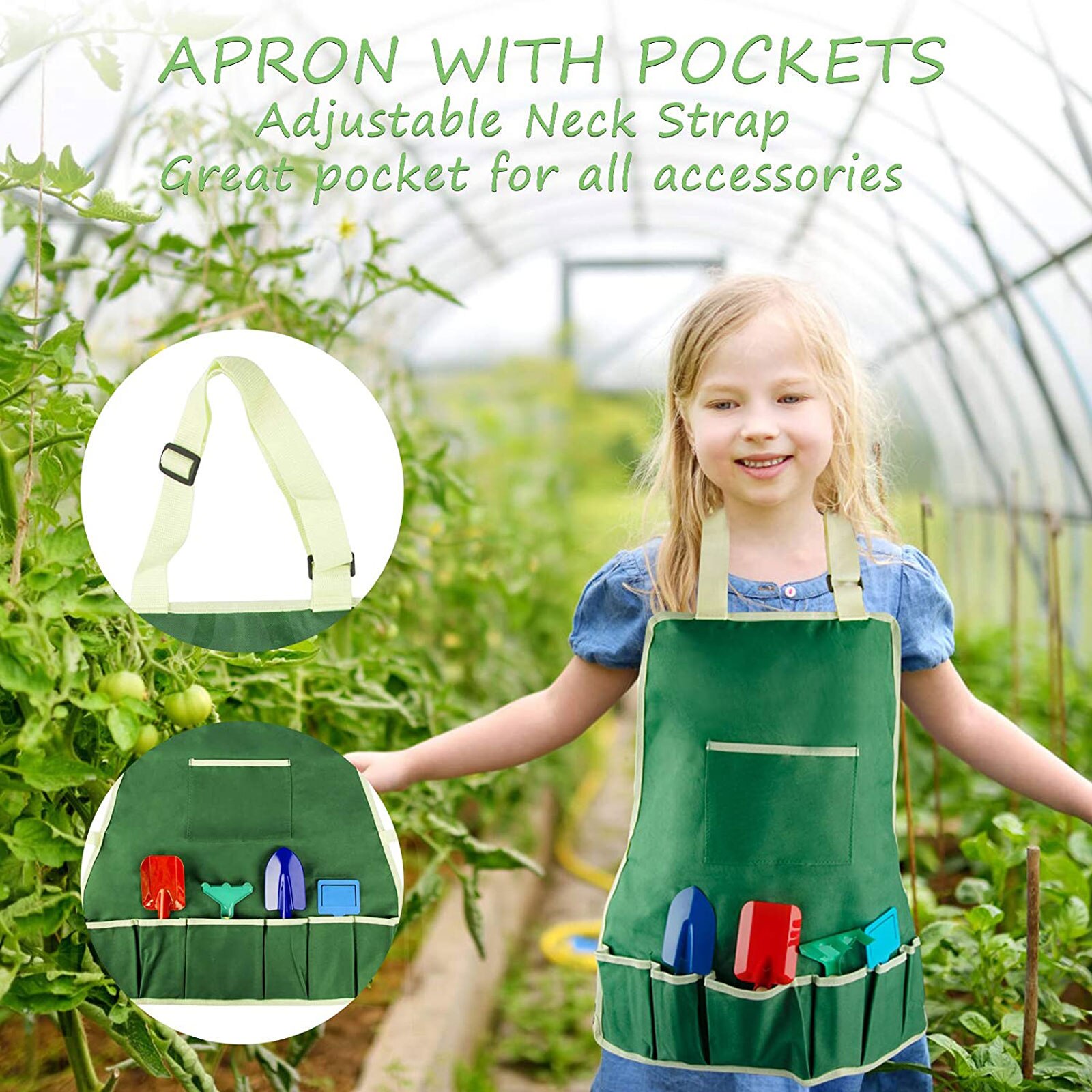 NEW Arrival Kids Gardening Toy with Gloves, Aprons, Hat & Watering Cans Outdoor Tool for Boys Girls - Image 6