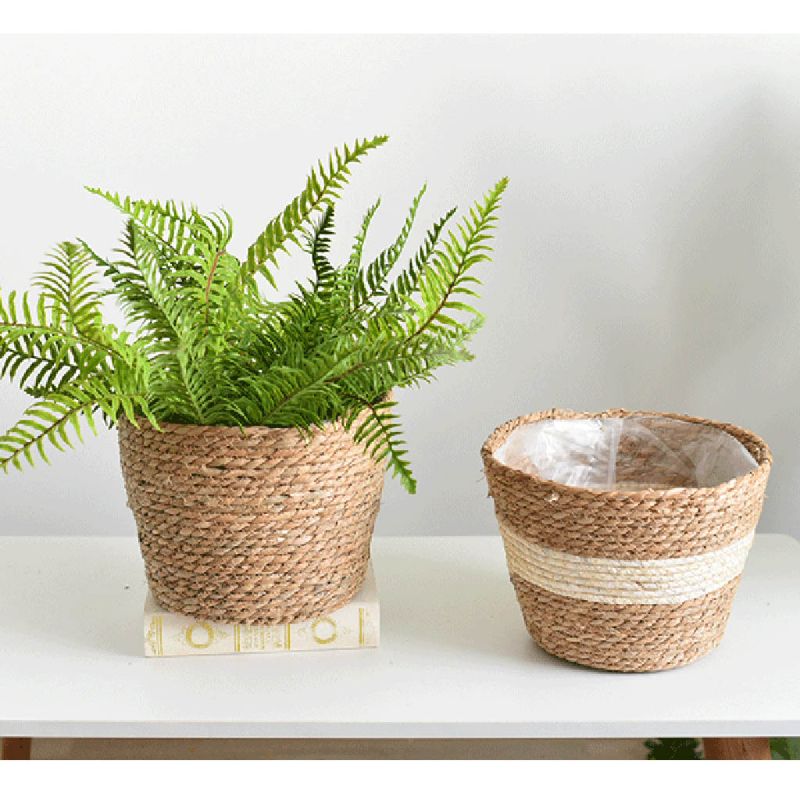 Handmade Straw Storage Basket Indoor or Outdoor Pot Home/Living Room - Image 5