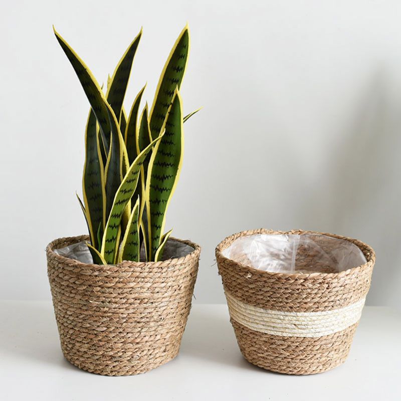 Handmade Straw Storage Basket Indoor or Outdoor Pot Home/Living Room - Image 4