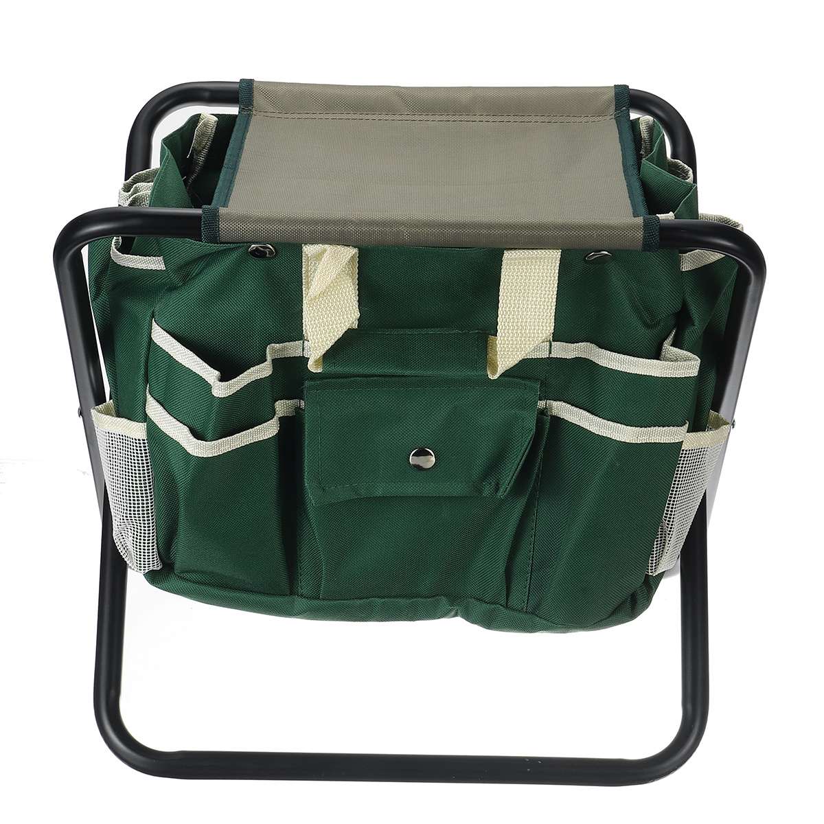 Folding Portable Garden Stool Seat Stainless Steel with Tool Storage Bag Outdoor Camping Foldable Garden Bench - Image 3
