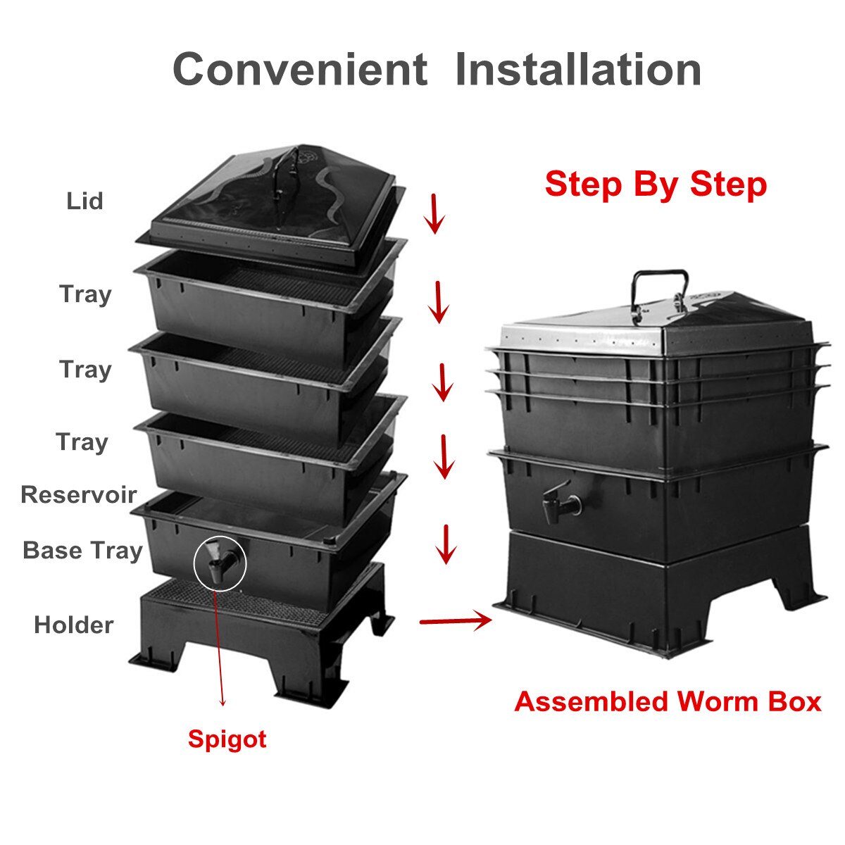 Kitchen Waste Earthworm Compost Box 80L DIY Composter Worm Factory Homemade Earthworm Manure - Image 3