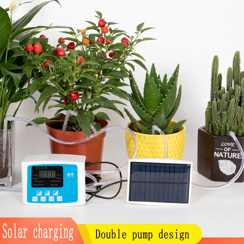 Garden Drip Irrigation Device Double Pump Controller Timer System Solar Energy Intelligent Automatic Watering - Image 3