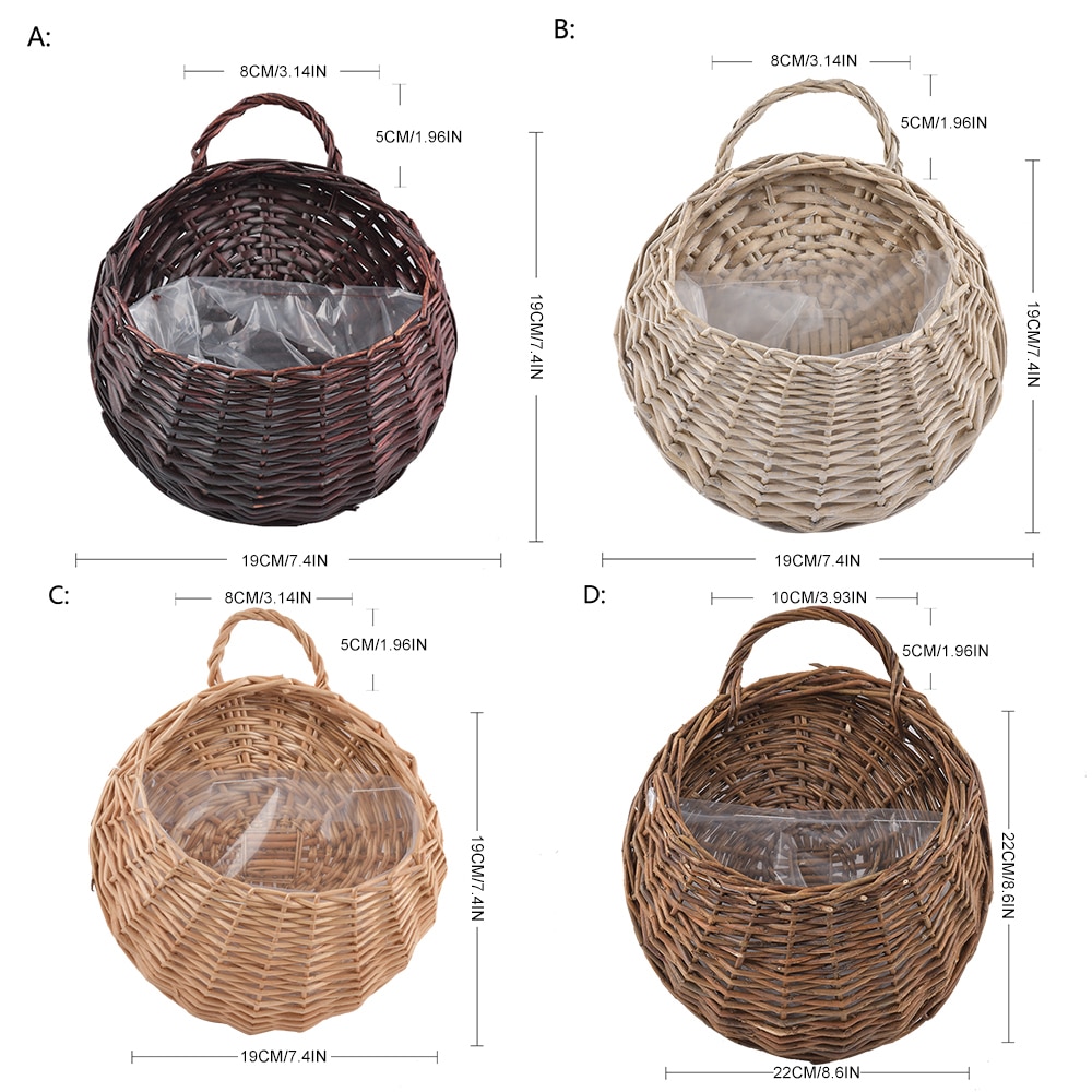 Flower Planter Wall Hanging Wicker Basket Garden Vine Pot Plants Holder - Image 6